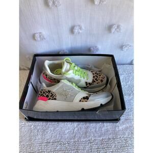 Brand New Vici Leopard Print Running Sneakers with Neon Accents Size 7